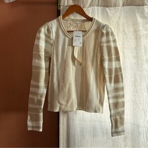 Saltwater Luxe Connell Long Sleeve Mixed Media Sweater Vanilla Cream Tan NWT XS
